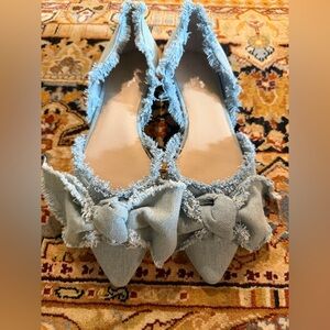 Seychelles LA Frayed Denim Bow Women's Flat Shoes- 9.5